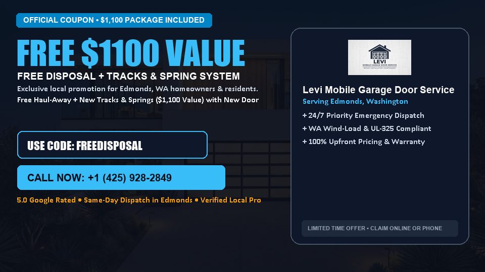 Levi Mobile Garage Door Service FREE Haul-Away & Heavy-Duty Tracks with New Door in Edmonds, WA